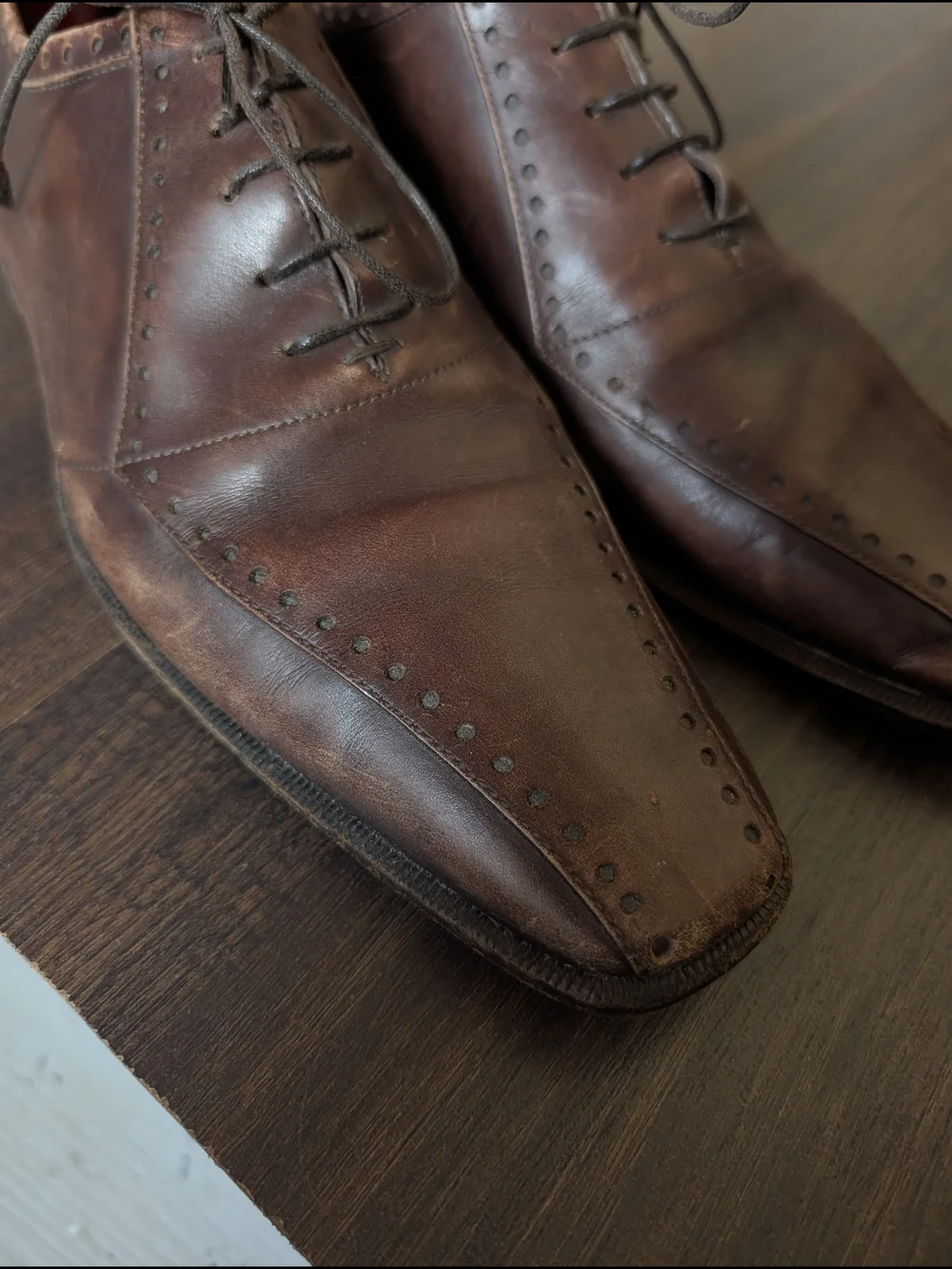Yves Saint Laurent Rive Gauche Tom Ford Brown Leather Pointed Toe Derby Shoes